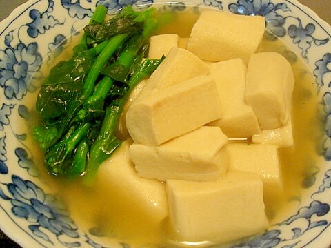 高野豆腐と菜の花の炊き合わせ